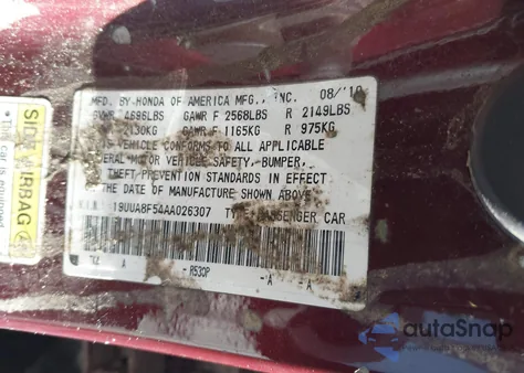 2010 Acura Tl 3.5 from USA, damaged, VIN 19UUA8F54AA026307